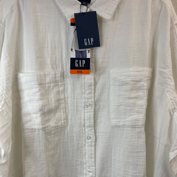 GAP White XXL Long-Sleeve Button-Up Shirt With Front Pockets For Women - Picture 4 of 12